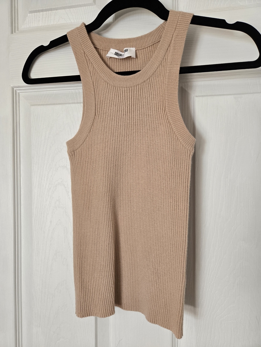 Double Zero Ribbed Tank Top Beige Size Small